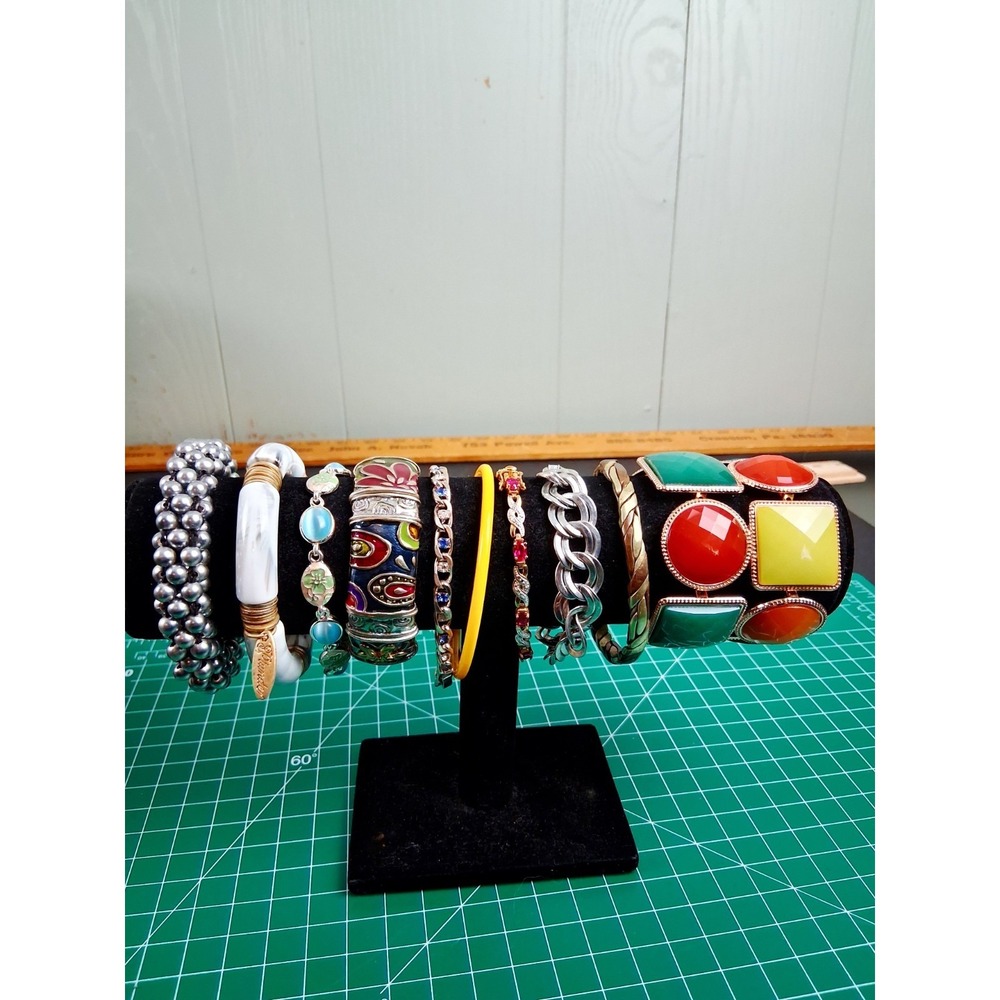 Vintage Costume & Fashion Jewelry Lot Bracelet Bangle Enamel Stretch 10pc Boho